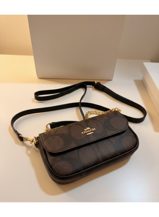 coachoutlet Coach 'Signature' Crossbody Bag - Dark Brown - Gold Hardware - Classic Design - Image 4